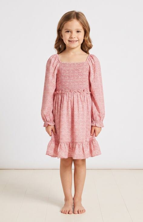 Vineyard Vines Other - Vineyard Vines Girls Pink Floral Smocked Long Sleeve Dress XL 16